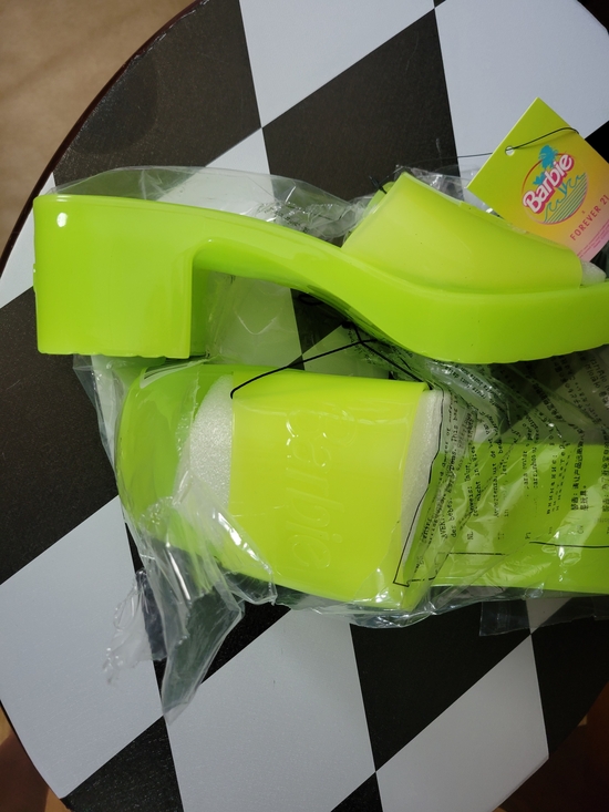 Barbie Neon Lime Green Slip-On Pool Slides - Picture 3 of 6